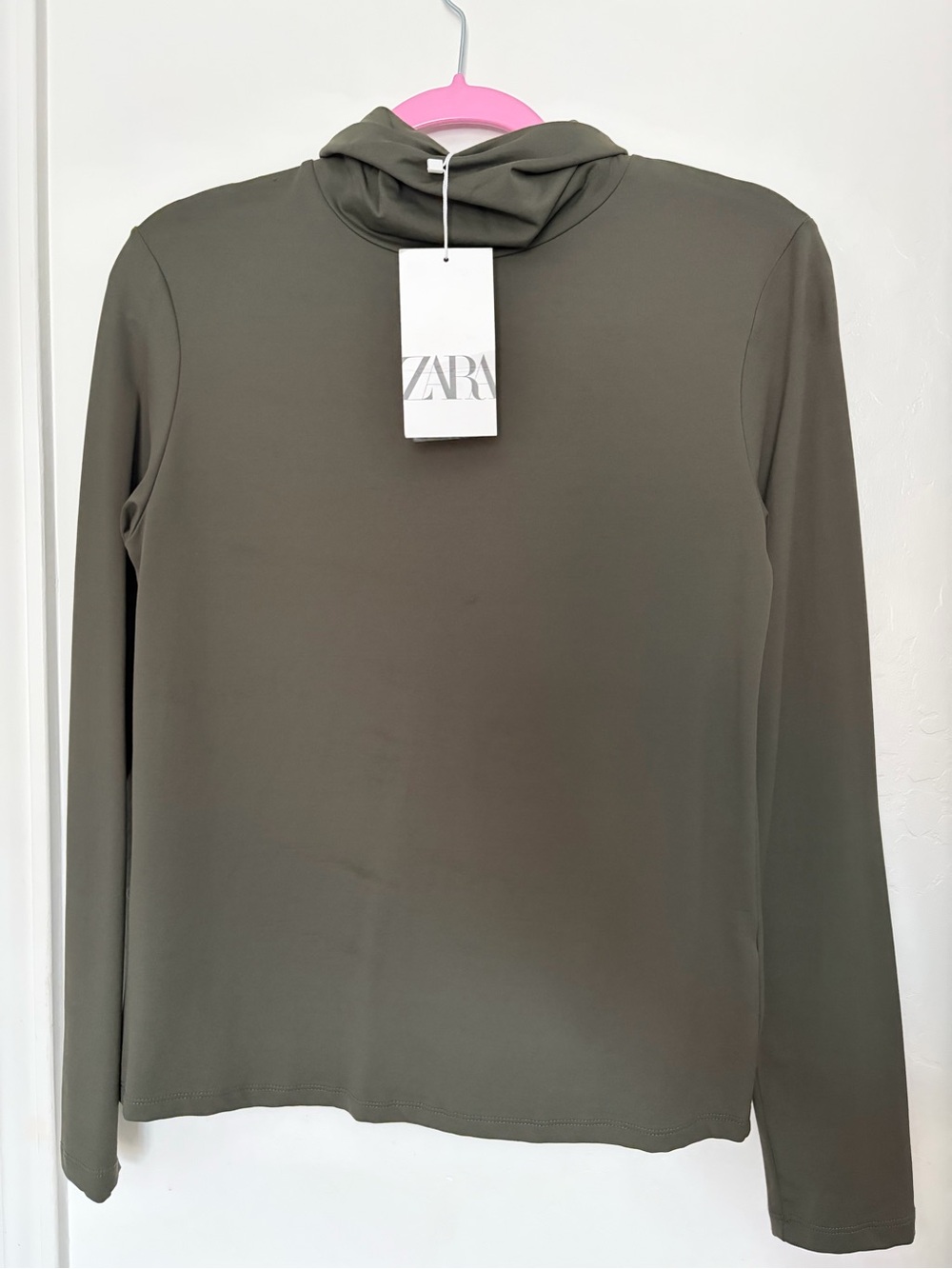 ZARA Olive Green Hooded Long Sleeve Top
